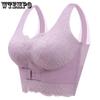 Women's Full Coverage Wire Free Non-Foam Bra M-6XL Womens Seamless Rimless Bra Beauty Chest Pads Tank Top Solid Color Lace Bras