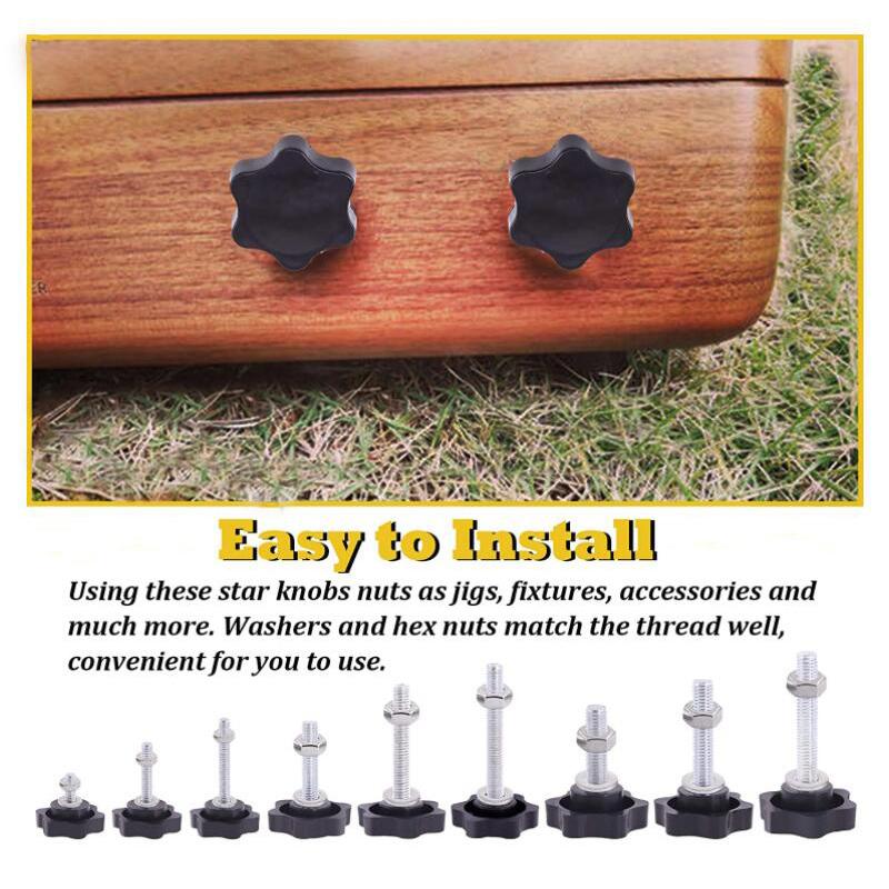 5 комплектов шестигранных ручек-звездочек M5/M6/M8 с наружной резьбой, винтов для зажима, затягиваемых вручную, быстросъемных сменных деталей с шестигранником из нержавеющей стали 304