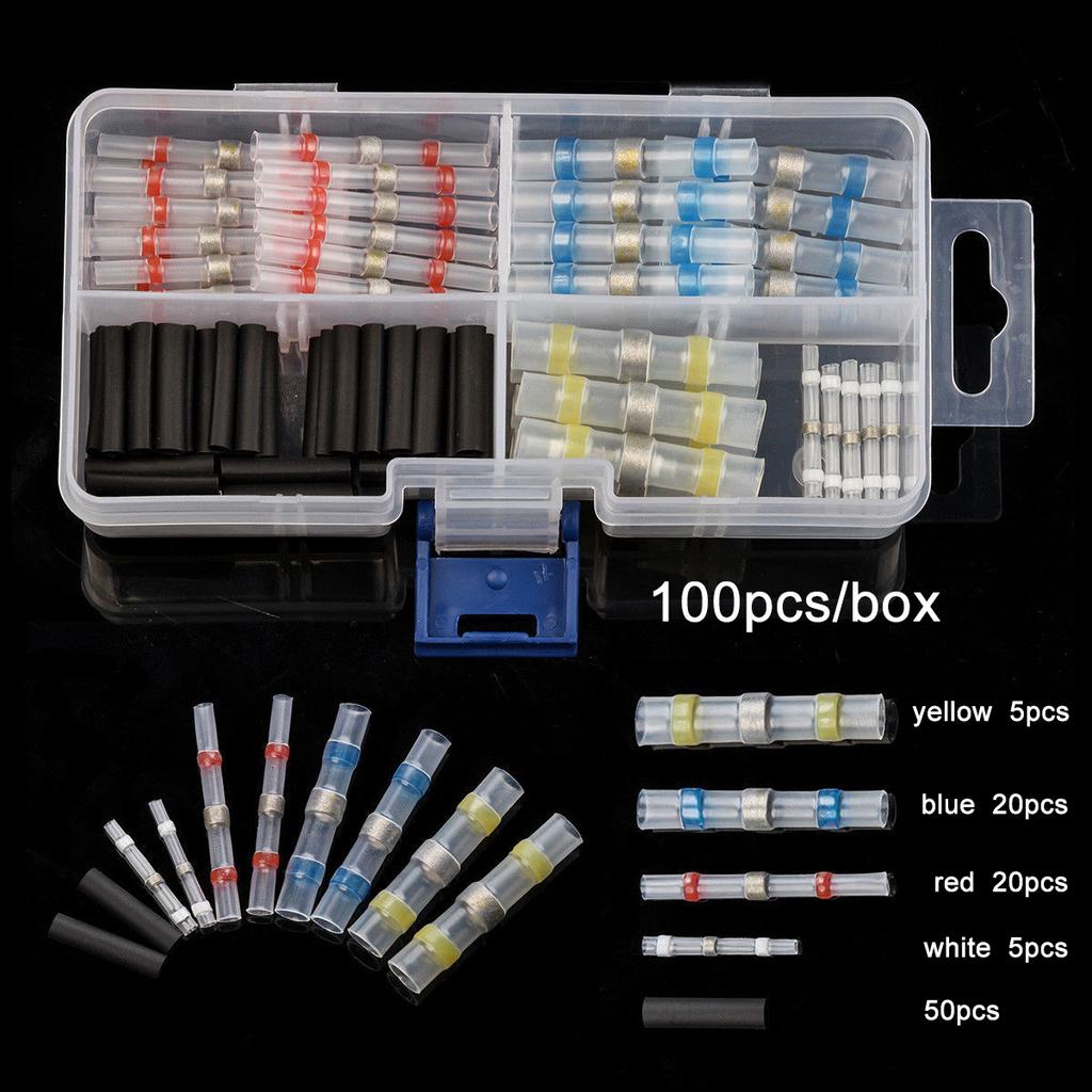 10 ~ 250 шт. соединители для проводов с припоем, водонепроницаемые термоусадочные стыковые соединители, клеммы для электрических проводов, изолированные стыковые соединения
