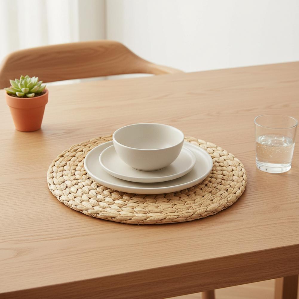 Woven Thermal Insulation Table Mats Anti-Hot Braided-Straw Pads Table Protector Modern Rustic Style Table Mats