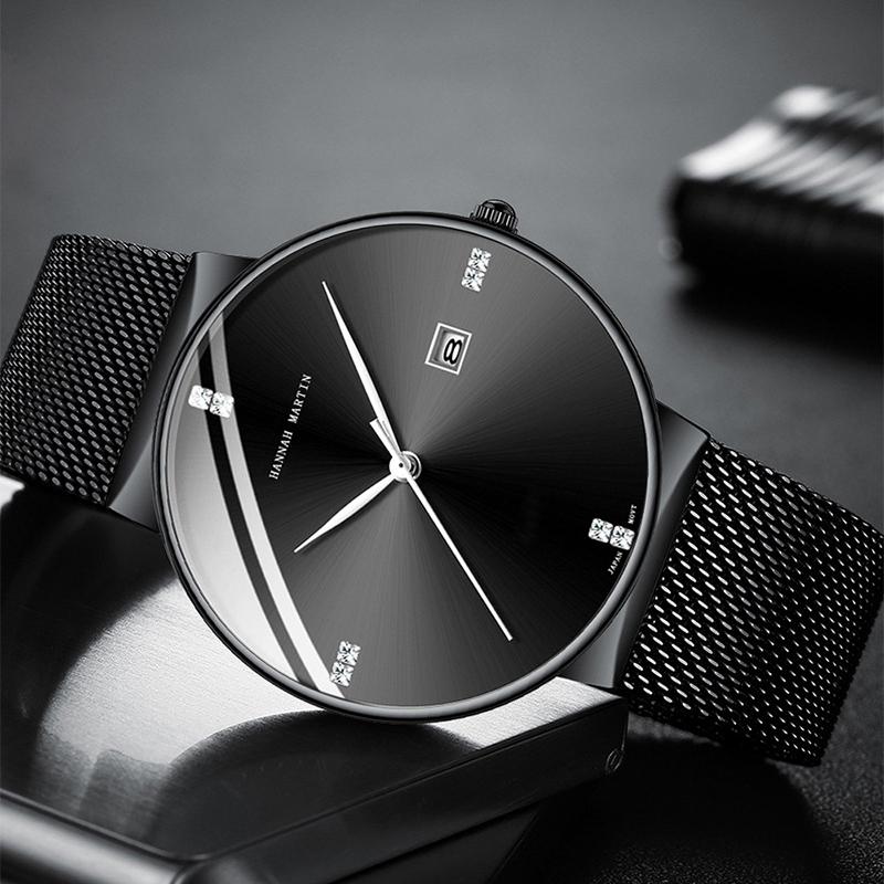 Hannah Martin Мужские кварцевые часы, роскошный браслет, мужские часы, лучший бренд, модные кварцевые часы с бриллиантами, стальные 30 м, водонепроницаемые наручные часы