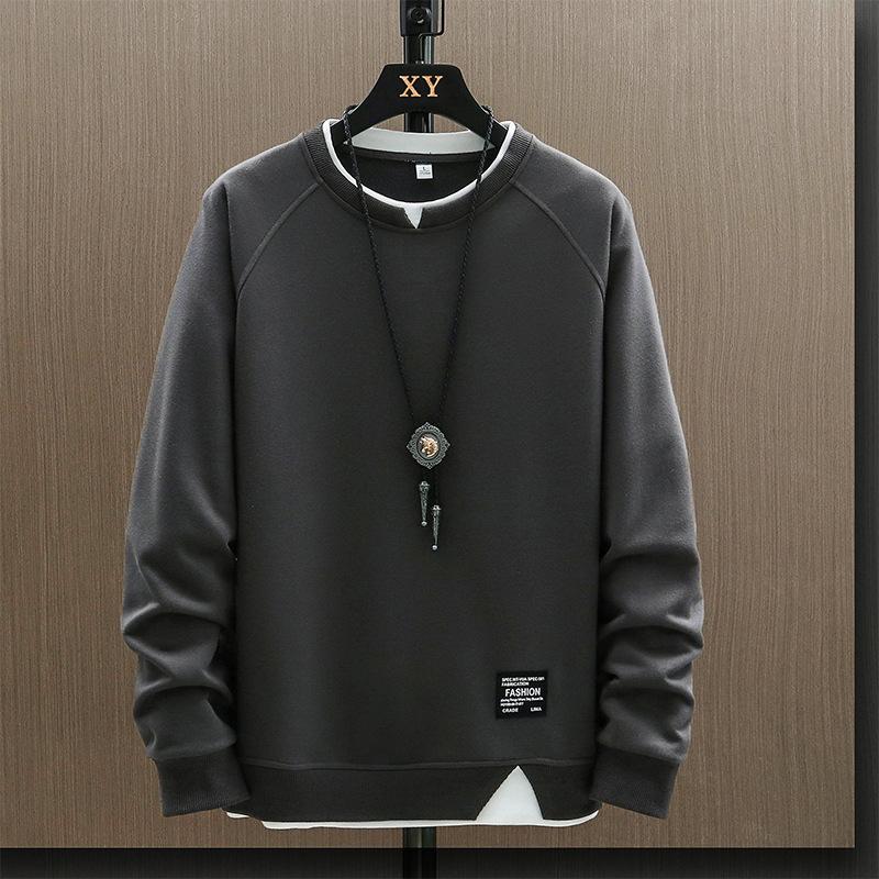 Мужская повседневная толстовка на весну и осень, модная толстовка из двух частей с круглым вырезом, толстовка с капюшоном