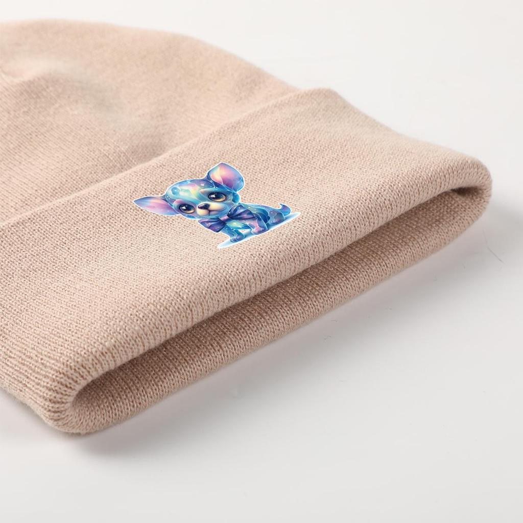 Fantastic Dog Print Knitted Cap Beanie, Animal Skullies Beanies Versatile Windproof Sporting Pompom Beanies Knitted Hat Beanie