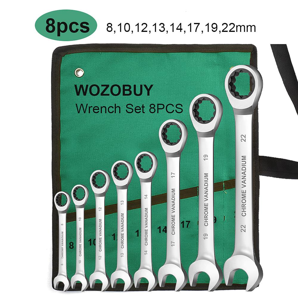 Key Ratchet Wrench Set 72 Tooth Gear Ring Torque Socket Wrench Set Metric Combination Ratchet Spanners Set Car Repair Tools