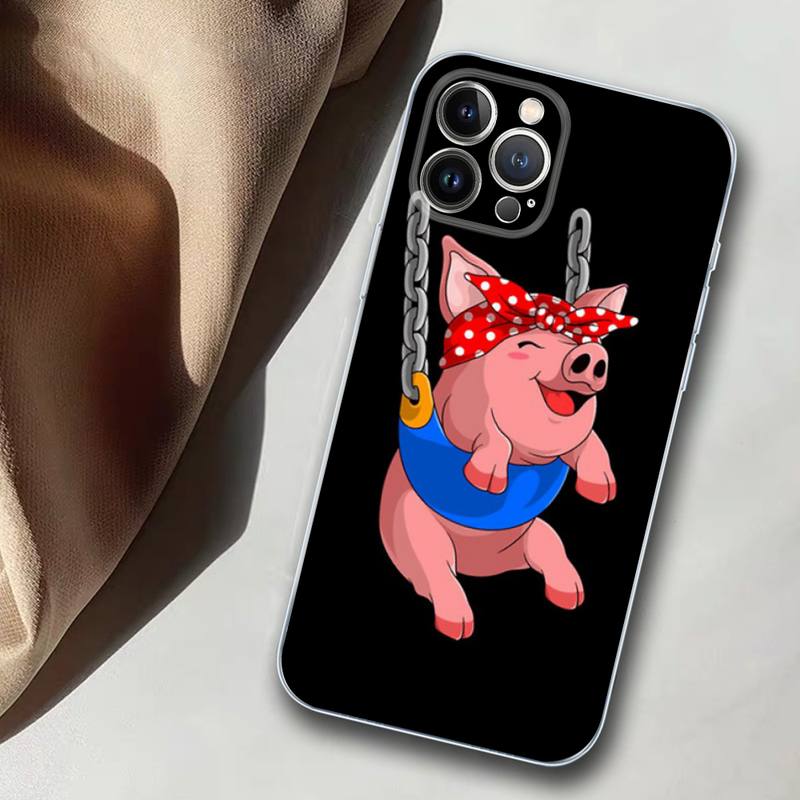 Cute Little Pet Pig Phone Case Silicone Soft for Iphone 14 13 12 11 Pro Mini XS MAX 8 7 6 Plus X XS XR Cover