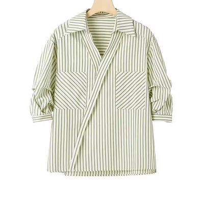 Тонкая рубашка для женского лета, рукава три четверти, новый китайский стиль, чувство дизайна, высококлассная одежда для выхода, ленивый стиль, повседневный темперамент