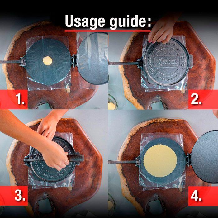 Presse à Tortilla pour Tortillas Mexicaines en Fonte HD 20cm, Pataconera Victoria 34214 Noir