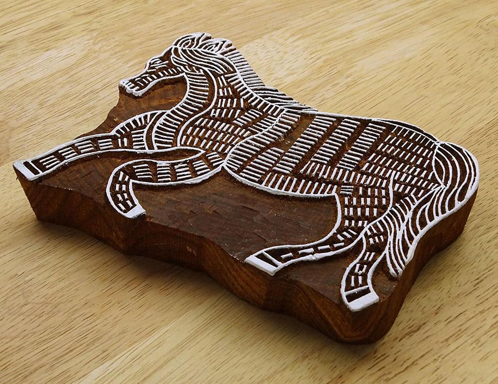 Индийские деревянные штампы Текстильный печатный блок ручной работы Штамп Лошадиный блок