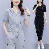 Trendy Short Hooded Sporty Casual Summer Set, Plus Size Slimming Two-Piece, Age-Reducing 2025 Collection
