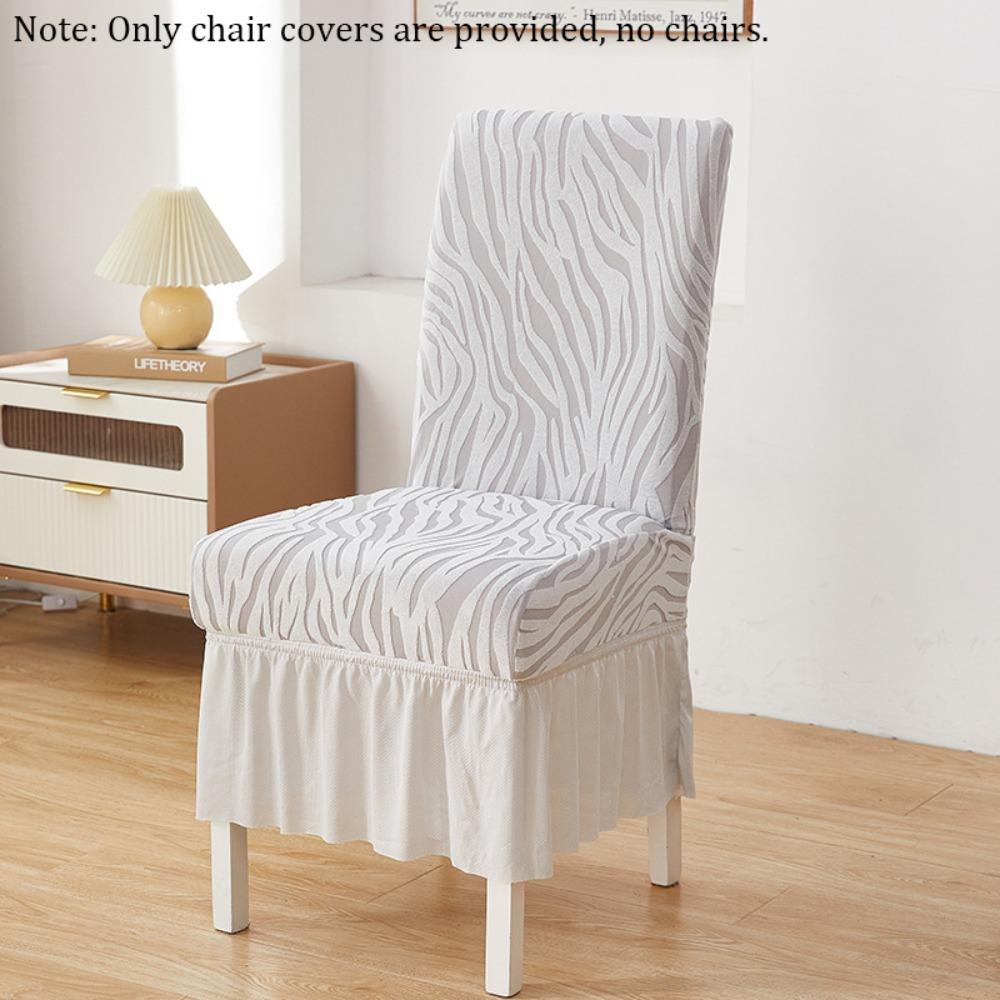 Elastic Skirted Chair Cover Dustproof Removable Wear-Resistan Seat Cover Jacquard Wave Pattern Living Room Chair Cover