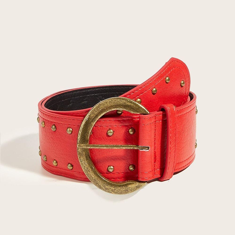 Gothic Leather Waist Belt Y2k Dress Jeans Belt American Women's Rivet Belt  Spicy Girls