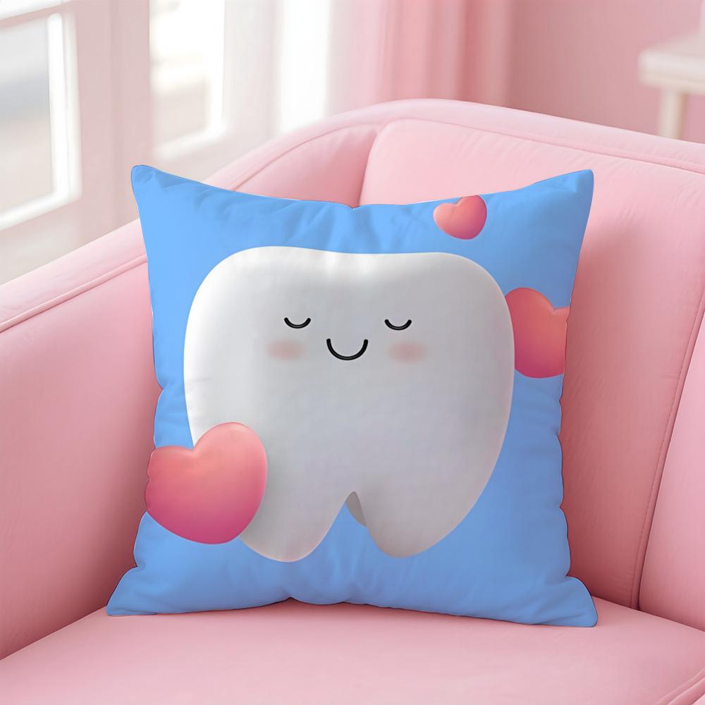 Cartoon Funny Teeth Anime Cushion Cover Pillow Case Soft Skin Friendly Fabric Concealed Zipper