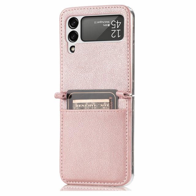 Тонкий модный чехол для мобильного телефона с слотом для карт Samsung Galaxy Z Flip 4 5g Flip4 Flip 3 Flip3 Zflip4 кожаные аксессуары для телефонов