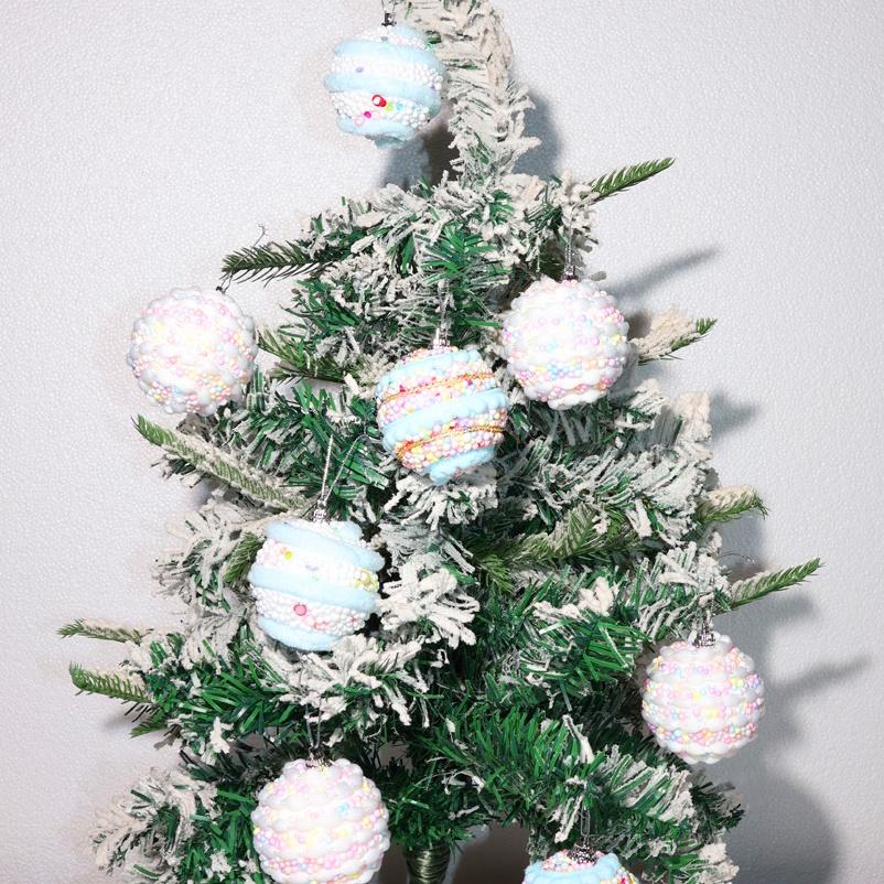 6 Pack 6cm Macaroon Color Christmas Ball Donuts Candy Rainbow Xmas Tree Ball Christmas Foam Decorative Hanging Ornament