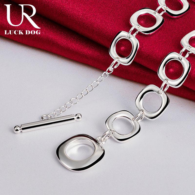 925 стерлингового серебра квадратная цепь 20 дюймов женское ожерелье модные свадебные украшения