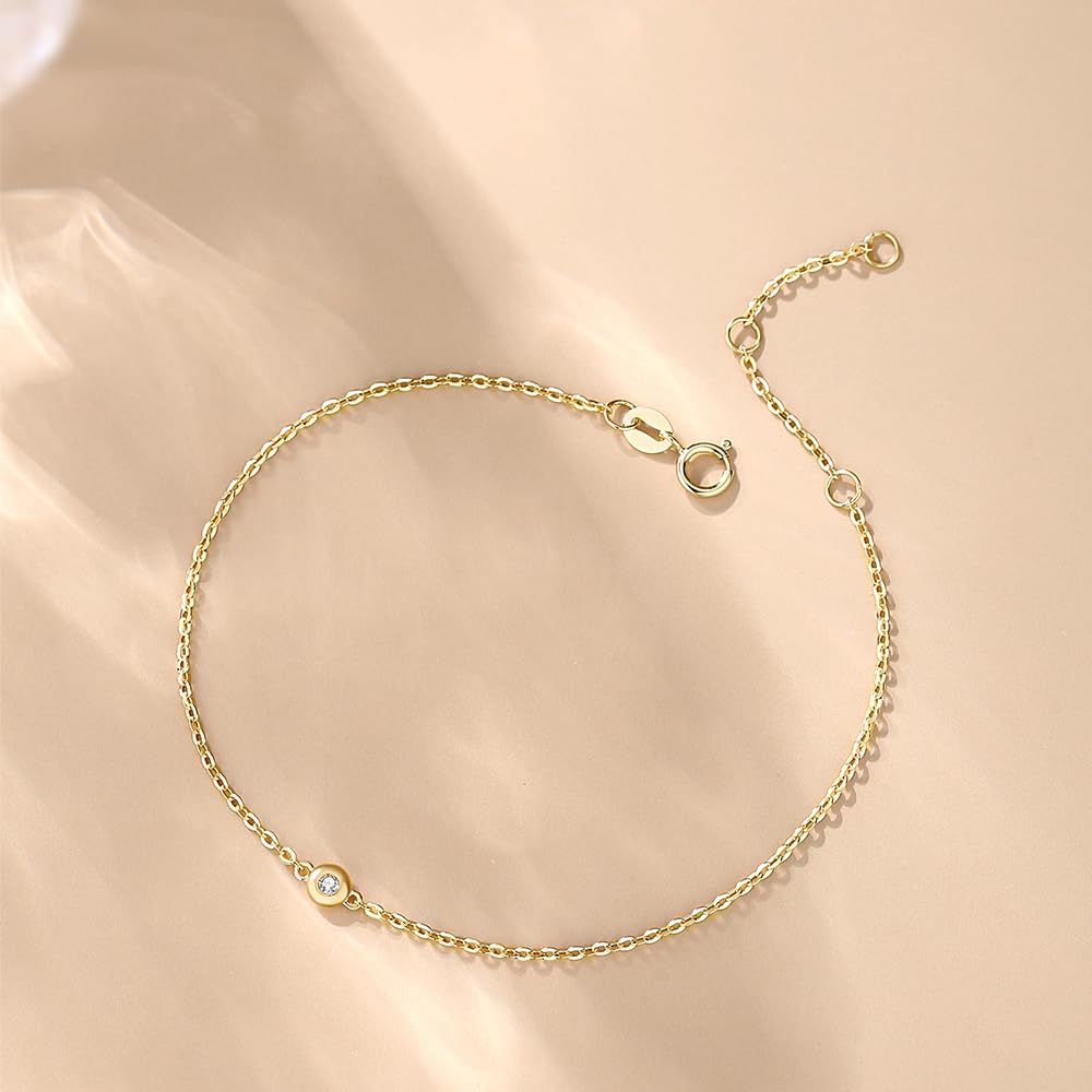 FANCIME Diamond K18 Yellow Gold Bracelet Single Lab Grown Diamond 18K Day Christmas Birthday Anniversary Present Gift Wrapping Included Women's