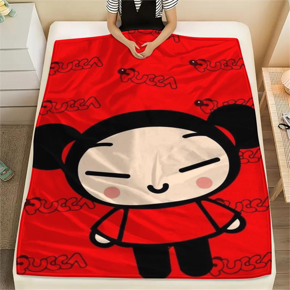 1PC PUCCA Print Flannel Blanket, High quality Comfortable for All Seasons, Home Decor, Warmth and Comfort, Perfect for Christmas Gifts123