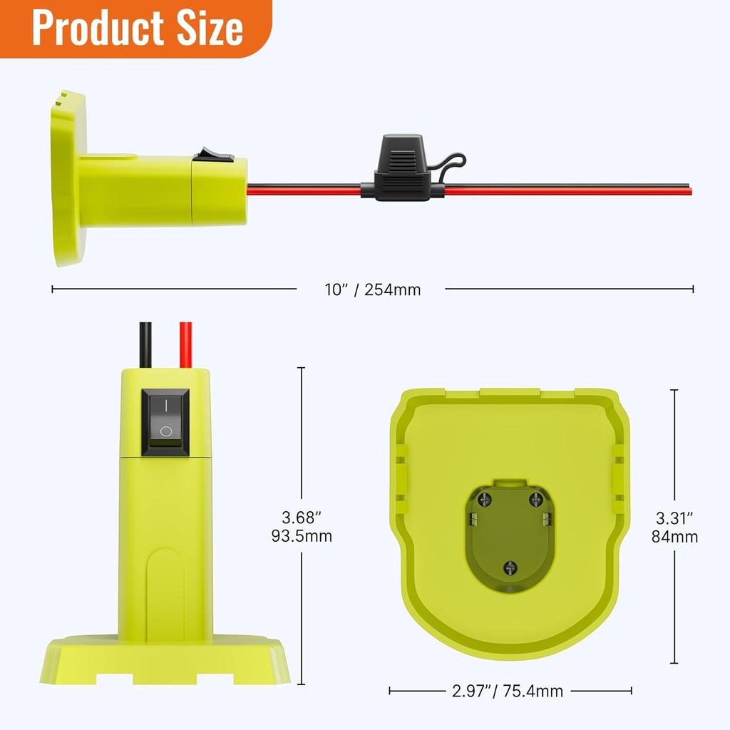 Адаптер аккумулятора Power Wheel для аккумулятора Ryobi, комплект адаптера аккумулятора, провод 12 AWG с предохранителями и разъемами для радиоуправляемого робота