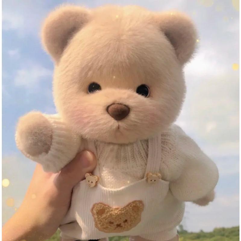 30 см Кавайная Плюшевая Кукла-Медведь в Новой Одежде Мягкий Бело-Коричневый Плюшевый Мишка Подарок для Девочек Детей Девушки