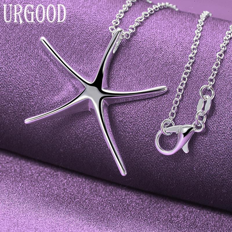 URGOOD из стерлингового серебра 925 пробы, гладкая подвеска в виде морской звезды, свадебное модное ювелирное изделие