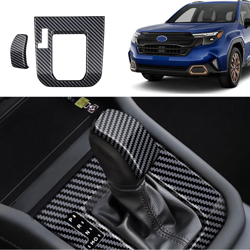 For Subaru Forester 2025 ABS Carbon Fiber Forged Carbon Style LHD Car Gear Shift Panel Sticker Gear Shift Knob Cover Accessories