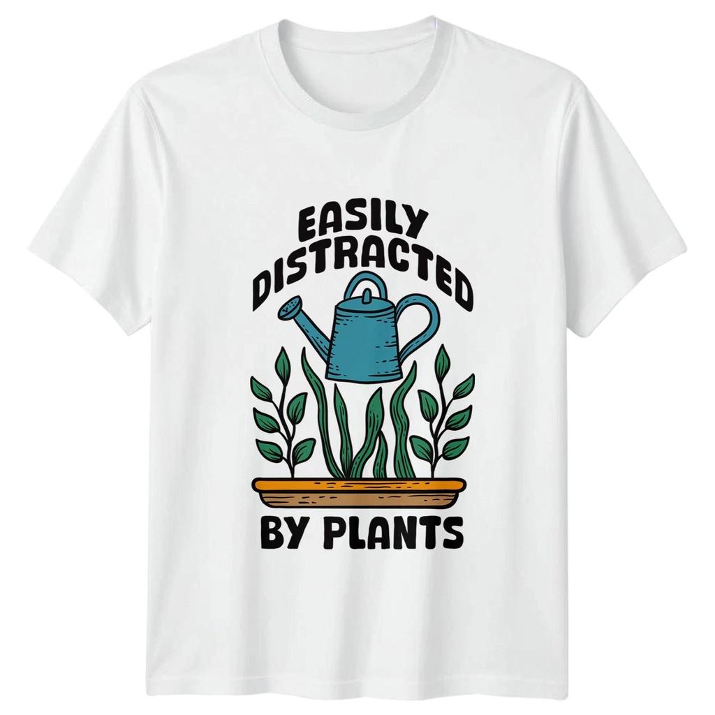 Easily Distracted By Plants Womens T-Shirt Indoor Plants Gardening Gift For Her