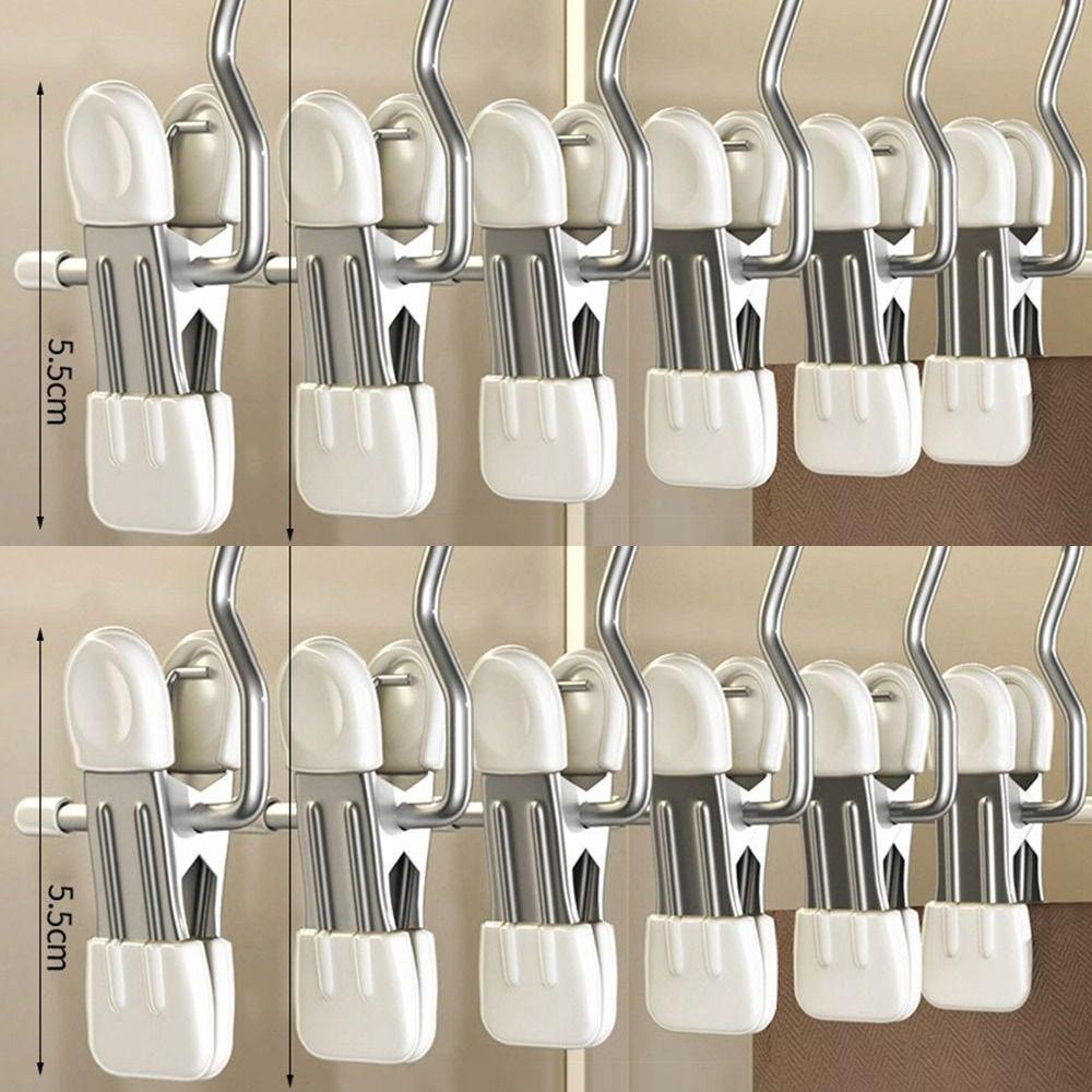 1/5/10PCS Windproof Stainless Steel Pants Clip with Hook Home Storage Rack for Household