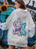 Men's personalized hooded jacket loose cartoon rabbit print sweater