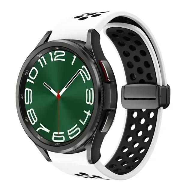 Магнитный силиконовый ремешок для Samsung Galaxy Watch 6 Classic 43 47мм 4 42 46мм 5 Pro 45мм Ремешок-петля без зазоров для 4/5/6 40 44мм