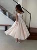 Летнее платье для женщин в современном европейском и американском стиле с затягивающейся талией и пышной юбкой, 2025 год, цвет Белый/Розовый