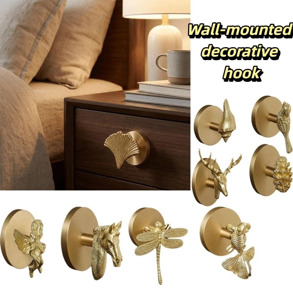 High-Quality Brass Brass Wall Hooks Durable Construction Wall Mounted Hangers Home Decoration