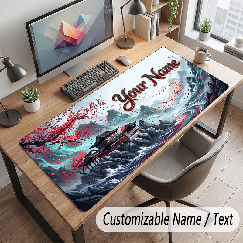 Mountain Landscape Theme Customized Mouse Pad Personalized Print Name Text Desk Mat For Home Office Table Decor