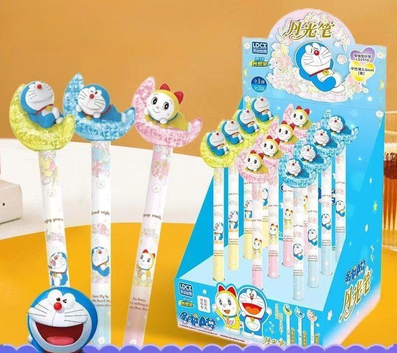 Ldcx Doraemon Face-Changing Gel Pen & Moonlight Pen Press Type Black Ink Cute Anime Stationery Decompression Gift