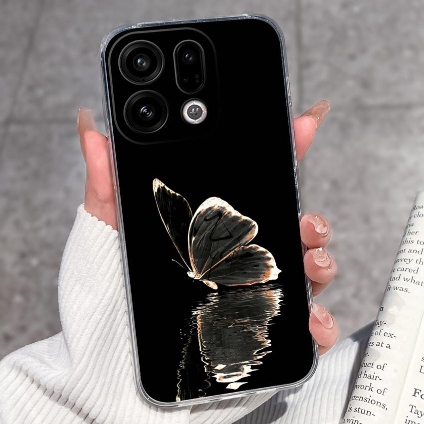 Подходит для Oppo Find X9 X7 X5 Pro X3 X2 Reno11 12 Pro Чехол для телефона Милый узор панды и кролика Прозрачный ТПУ Пылезащитный Защитный чехол для Oppo Накладка