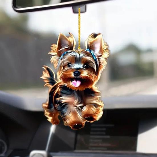 Car Rearview Mirror Charm Cute Puppy Themed Charm Acrylic Hanging Decoration for Car Mirror Bag Home Festive