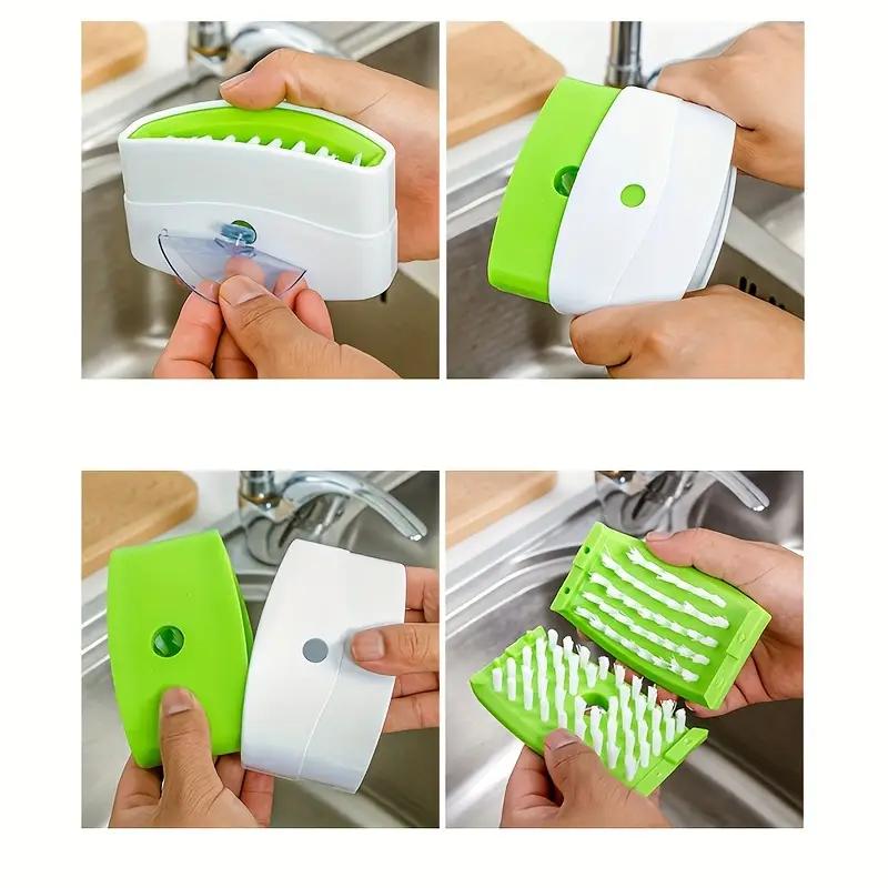 Creative Knife Brush with Suction Cup Kitchen Knife and Fork Chopstick Cleaning Brush Fruit and Vegetable Cleaning Brush Kitchen Cleaning Brush