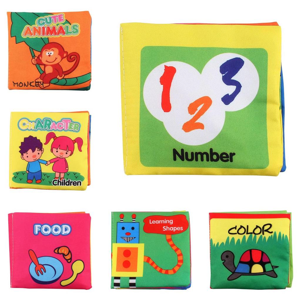 Direct Sale Infant Baby Fabric Book Palm Book Educational Toy With Sound Paper Bag