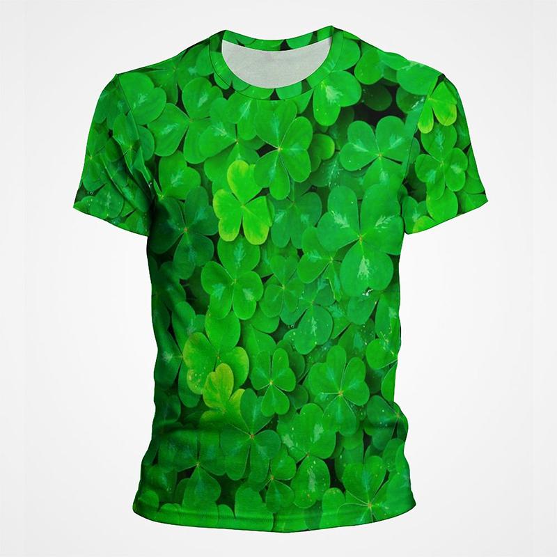 3D-принт Plant Lucky Grass Clovers Graphic T Shirts Men Casual Short Sleeve O Neck Mens Tee Tops Oversize T Shirt Men
