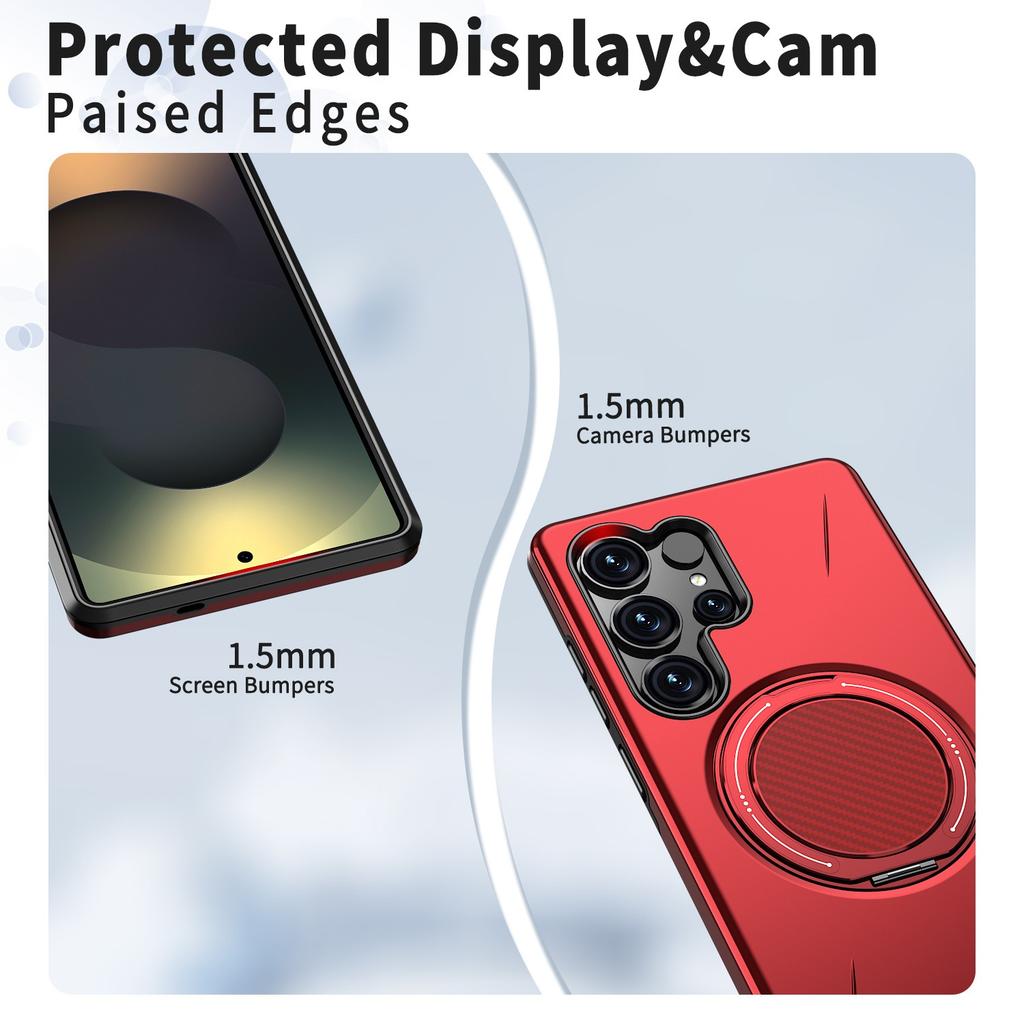 Бизнес-чехол с магнитным кольцом-подставкой для Samsung Galaxy S26 S25 S24 S23 Plus Ultra FE Ударопрочный Прочный Защитный чехол из ПК+ТПУ