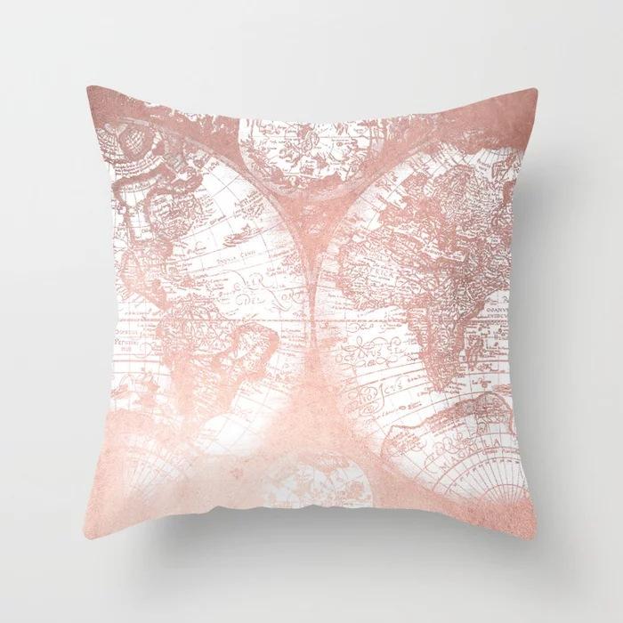 Popular Pink Marble Geometric Series Pillowcases, Home Fabric Sofa Cushion Covers