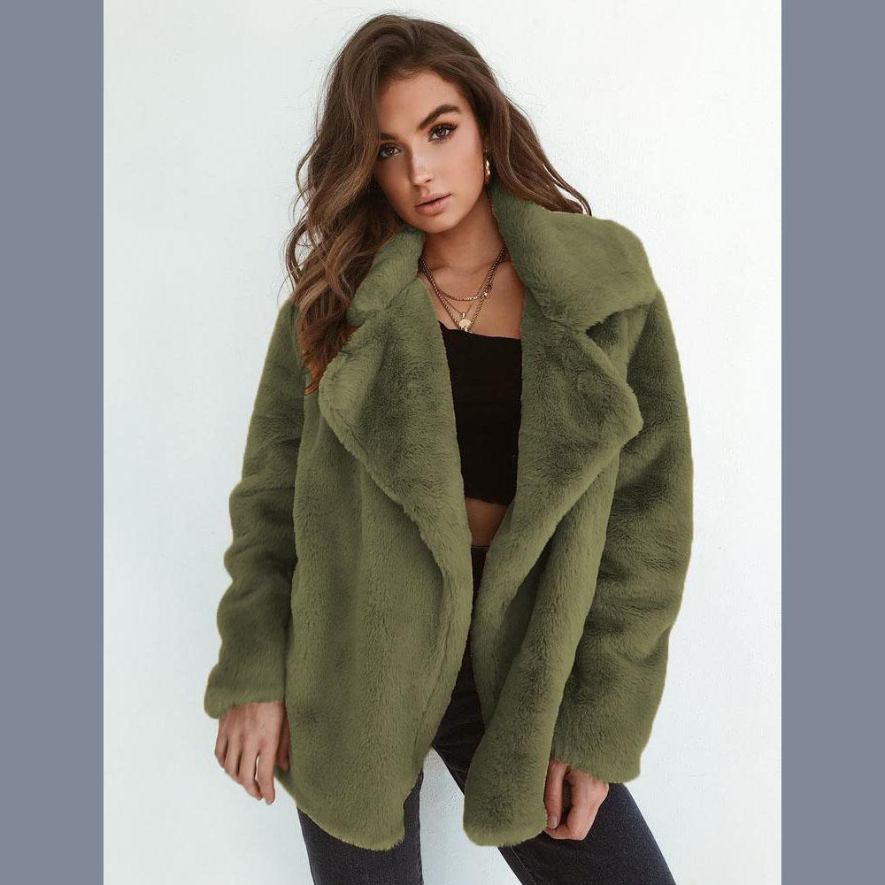 Women Faux Fur Elegant Brown Shaggy Coats Autumn Winter Warm Plush Teddy Coat Streetwear Female White Furry Fluffy Jacket