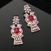 Stunning Rose Gold Plated CZ Pink Tourmaline Stone Earrings for Women