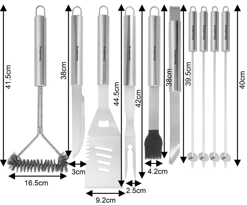 Zestaw przyborów do grilla, 10 elementów, Narzędzia do grillowania, KLAUSBERG KB-7901