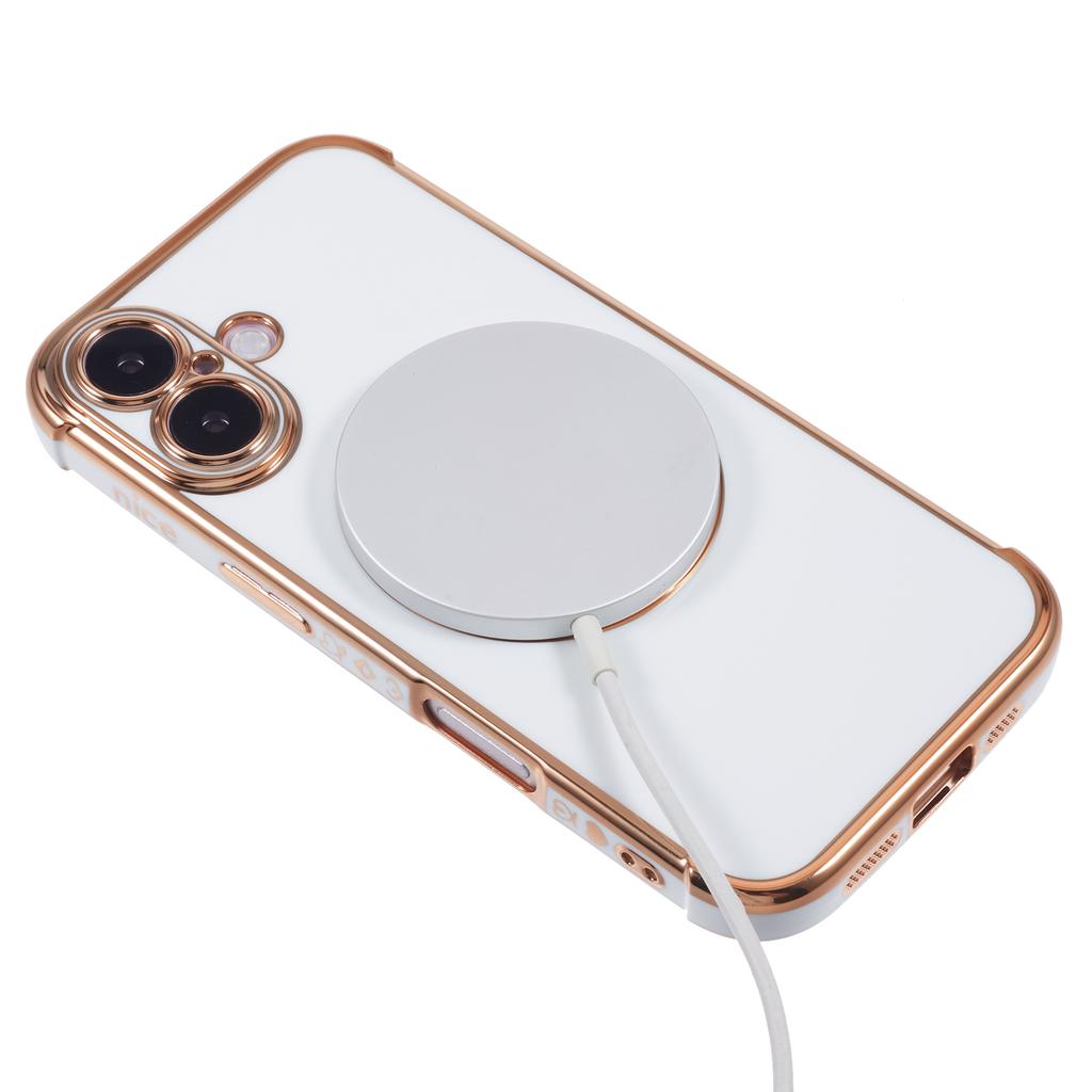 Чехол для iPhone 16, совместимый с MagSafe, гальванизированный ТПУ, чехол для телефона, полый, с сердечками