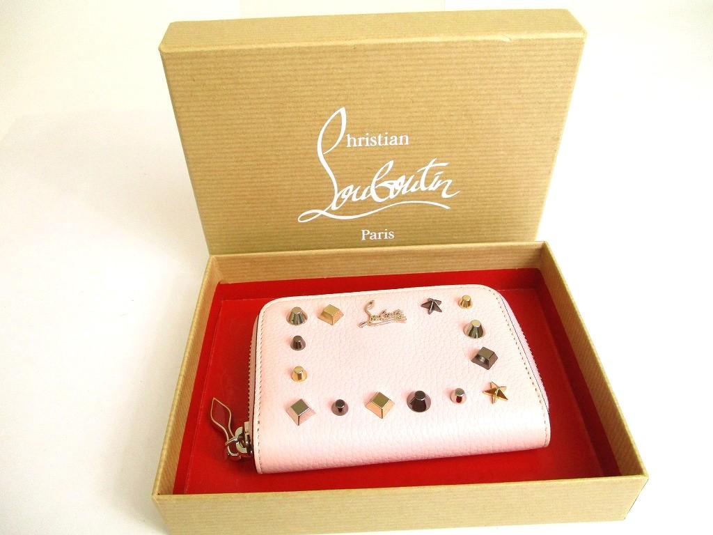 Authentic Christian Louboutin Light Pink Leather Round Zip Coin Purse #9691 Refurbished