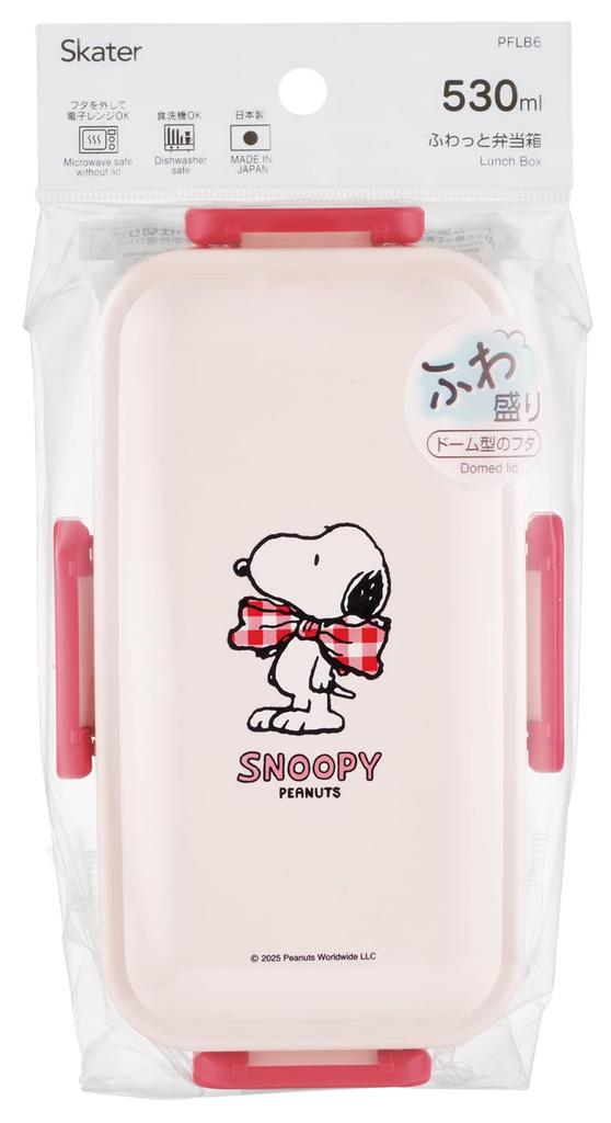 Skater Bento Fluffy Single Dishwasher and Microwave Made in Snoopy Box, Serving, Tier, 530ml, Safe, Japan, Ribbon, PFLB6-A