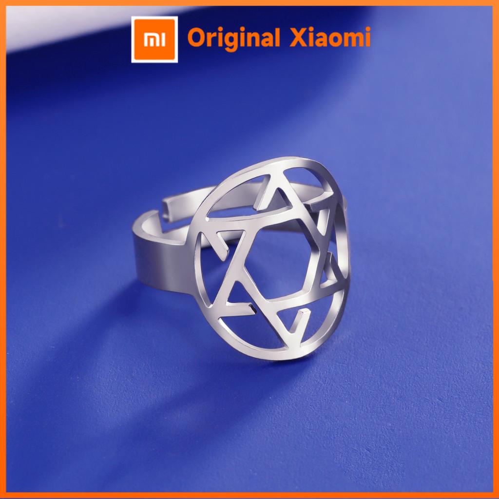 Xiaomi Skyrim Star Of David Hexagram Ring Women Men Stainless Steel Finger Rings Vintage Israel Jewish Judaism Jewelry Gift