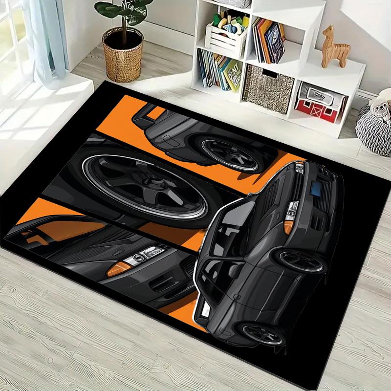 Черный Классический JDM Купе Многопанельный Коллаж Печать Ковер Зональный Нескользящий Прямоугольный Коврик для Пола Авто Вентилятор Декор для Игровой Спальни Гостиной