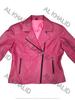 Настоящая мягкая овечья кожа мотоциклетный стиль розовая женская куртка байкер стильный