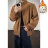 Mens Warm Thickened Cotton Padded Jacket 2026 Loose Fit Stand Collar Zipper Front Non-Hooded Oversized Outerwear Adults